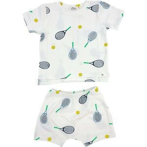 Oh Baby! Tennis Print Matching Set - White